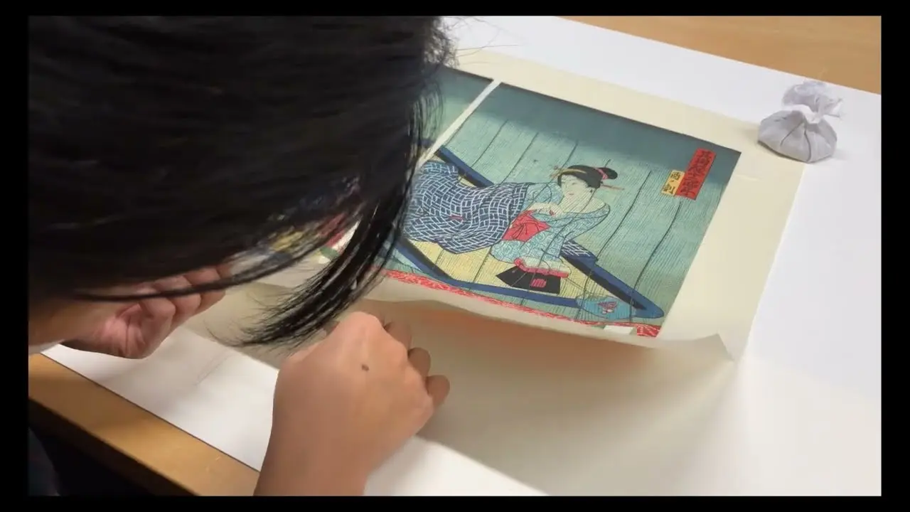 Restaurierung eines Triptychons von Utagwa Kunisada im Kupferstich-Kabinett Dresden